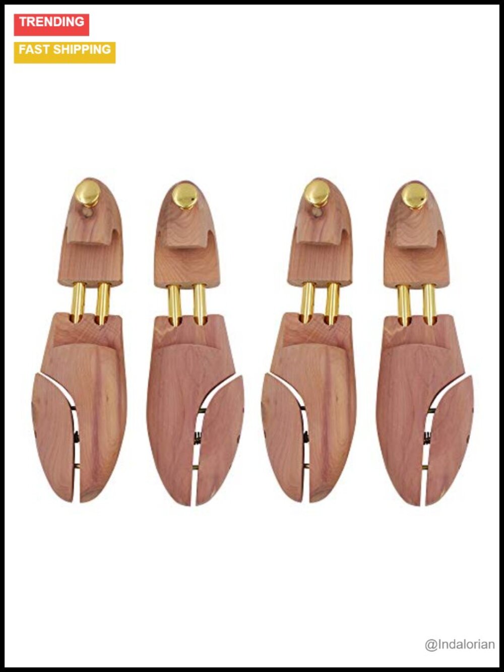 Cedar Wood Shoe Tree Twin Tube Adjustable Men's Shoe Shaper 2 Pairs